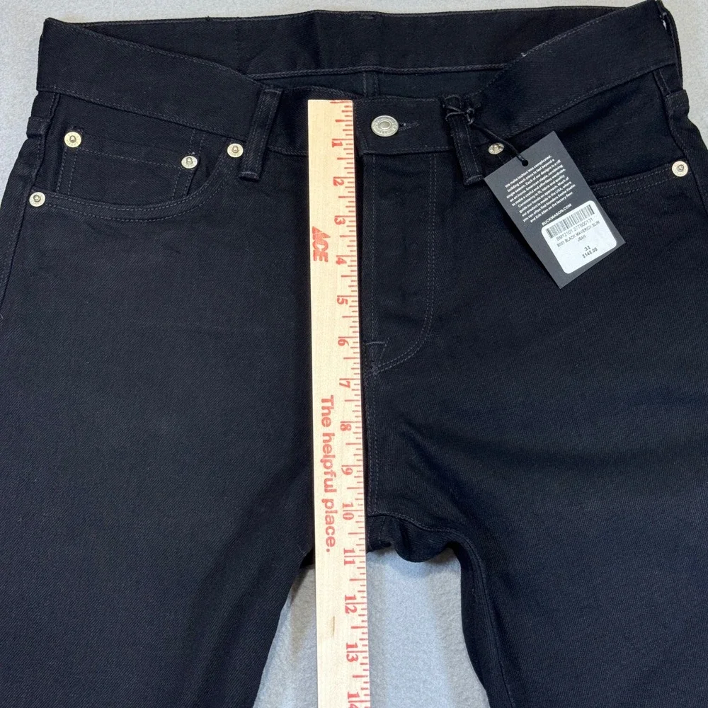 BUCK MASON Black Maverick Slim Jeans Mens 31x28 Tagged 31x34 Button Fly $148